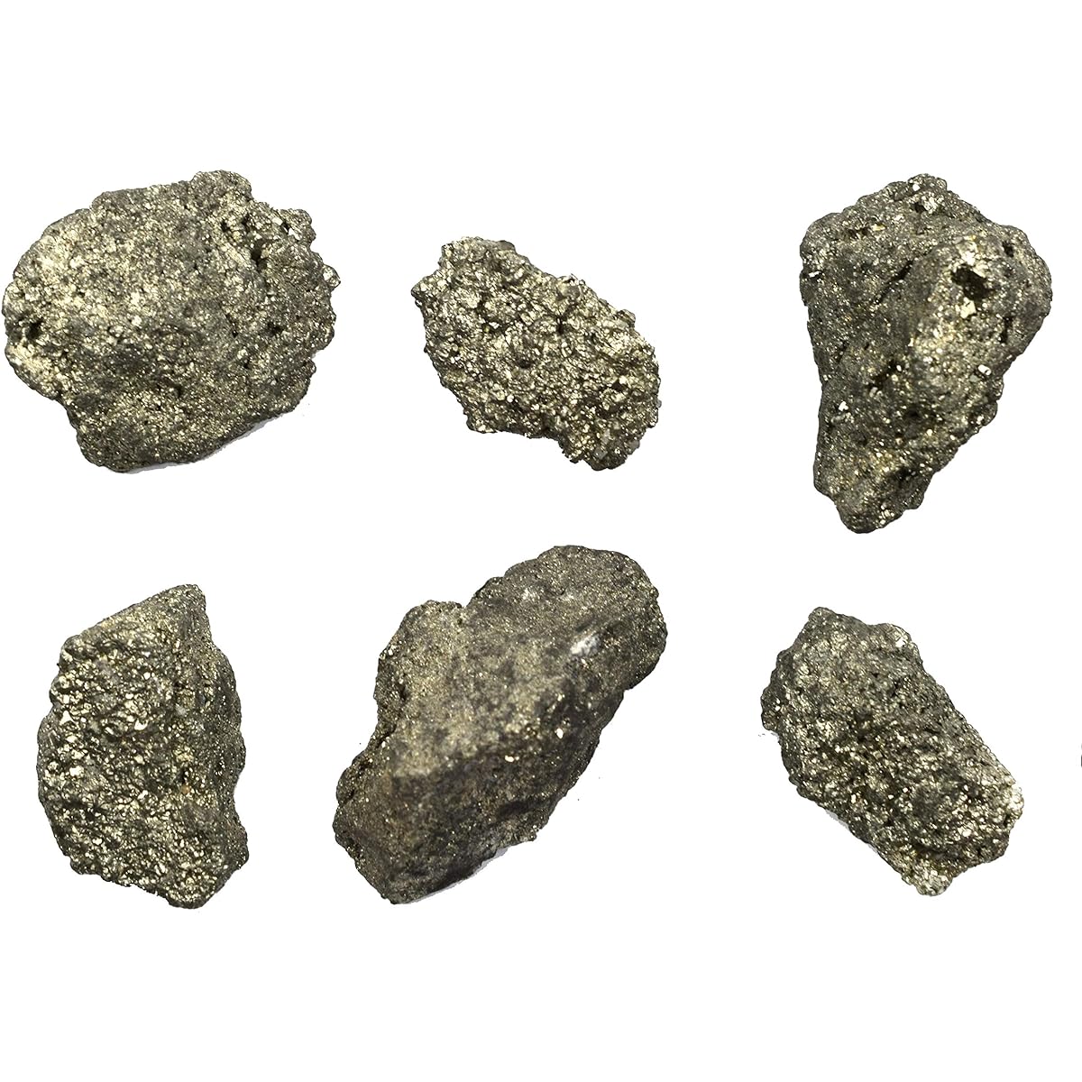 Raw Pyrite Ore, 6 Mineral Specimens - Approximately 1 Inch - Geologist Selected & Handcrafted - Great for Science Classrooms - Class Pack - Eisco Labs