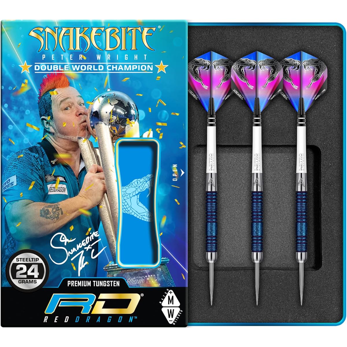 Red Dragon Snake Bite Peter Wright Model Euro 11 Blue Element World Cup SE Barrel Steel 24g