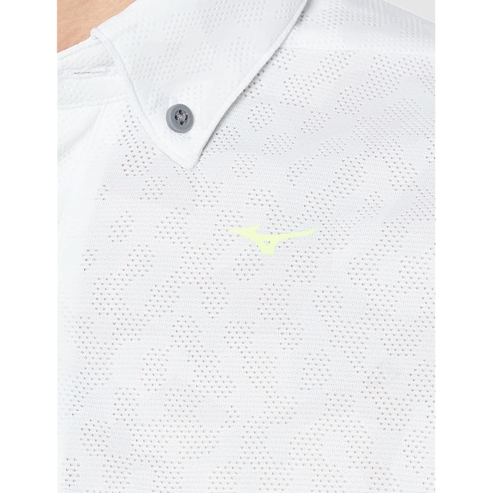 [Mizuno] Golf Wear, Mesh Jacquard, Printed Short Sleeve, Common Collar Shirt, Sweat Absorbent, Quick Drying, Stretch E2MA2001