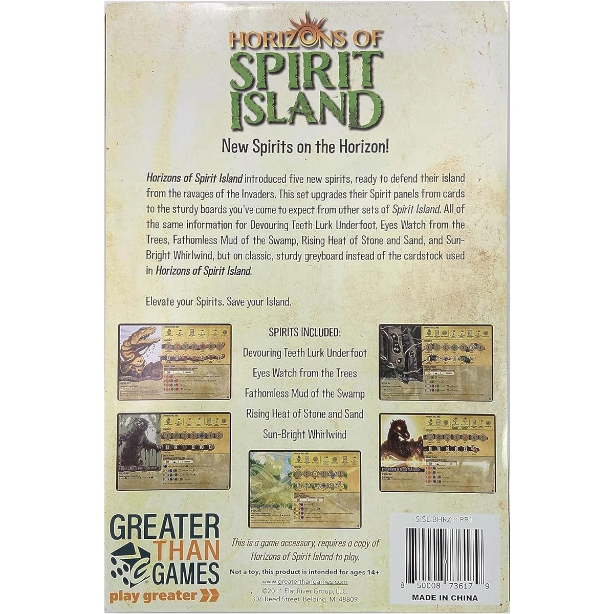 Greater Than Games Horizons of Spirit Island: Classic Spirit Panel Board - 5 Gray Board Panels Replaces Existing Cards Larger Than Game