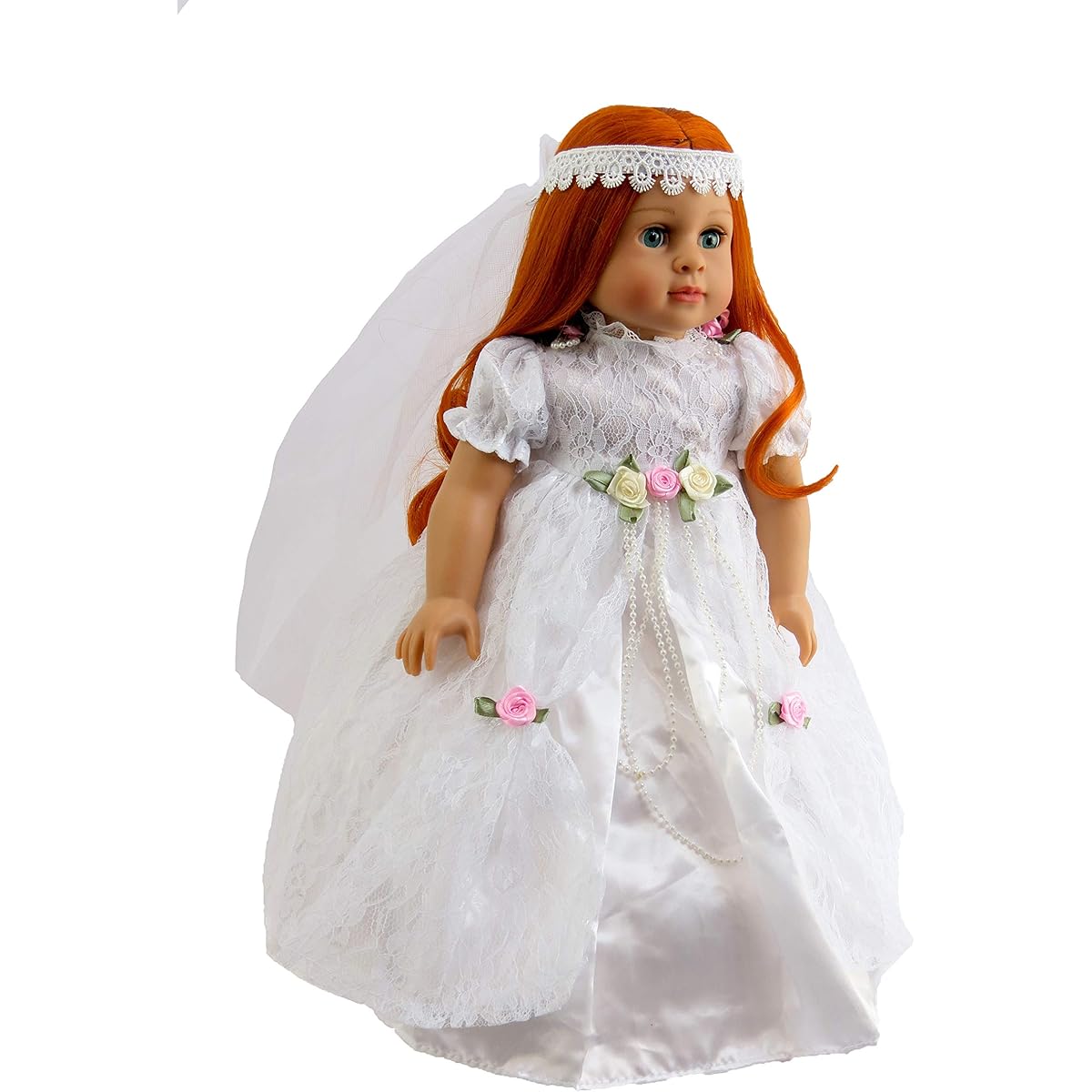 Lace Bride with Rosettes-Fits 18" American Girl Dolls, Madame Alexander Our Generation, etc. | 18 Inch Doll Clothes