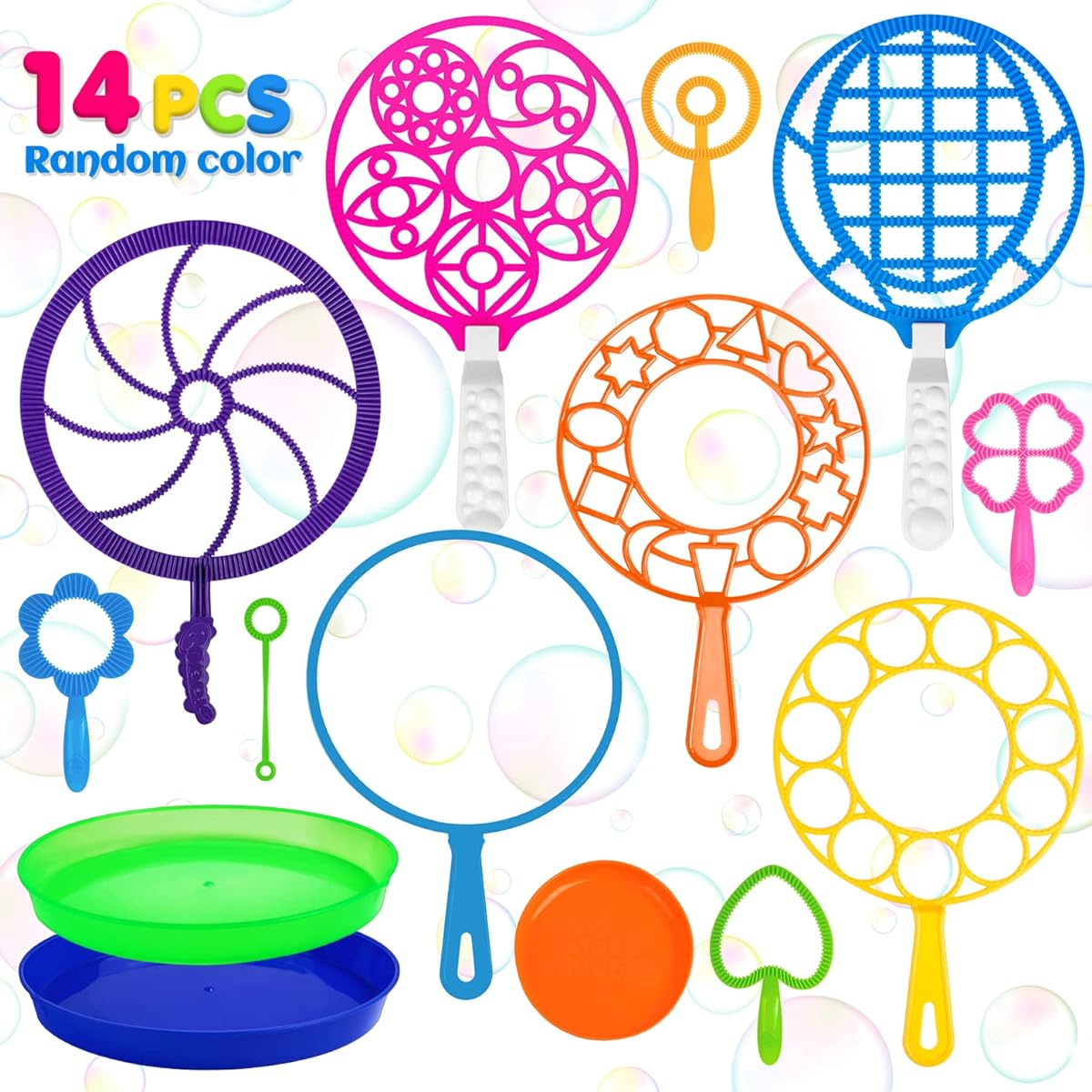 Big Bubble Wand Set, 12" Giant Bubble Wand Toy with Tray, Bulk Large Bubble Making Toy for Kids and Adults - Summer Outdoor Bubble Toys, Kids Gifts, Birthday Games