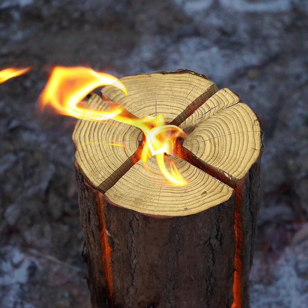 PEAKS&TREES Swedish Torch Bonfire Wood Candle Coniferous Wood Cedar Swedish Torch Feather Stick Kindling Material Solo Camp Bonfire Torch Firewood Log Natural Wood