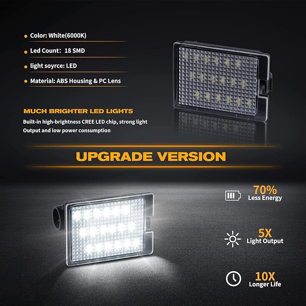 POPMOTORZ 2Pcs LED License Plate Light Lamp Rear Tag Light Assembly for 2014-2022 Dodge Durango Pickup Truck White OR-73804