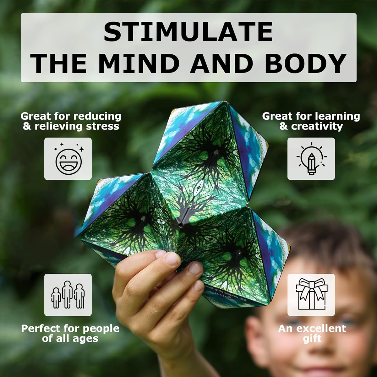 SHASHIBO Shapeshifting Box - Award-Winning Patented Fidget Cube with 36 Rare Earth Magnets - Transforms into 70+ Different Shapes, Download the Fun in Motion Toys Mobile App (Original Series - Black & White)