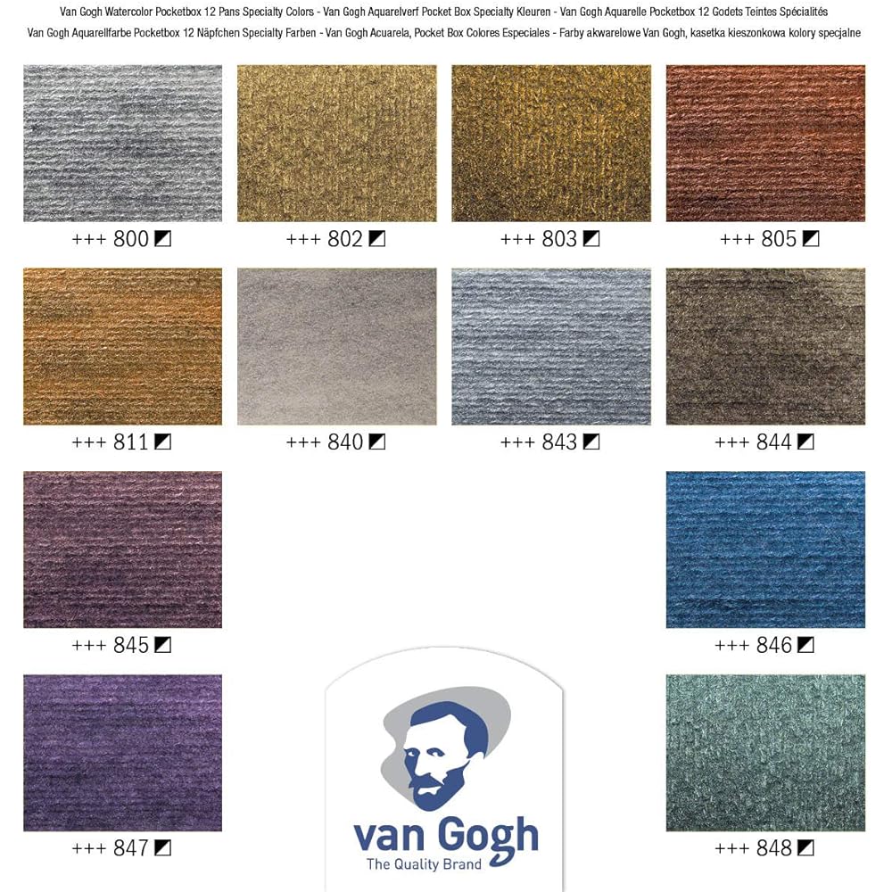 Van Gogh Talens Solid Watercolor Paint Van Gogh Specialty Color 12 Color Set T2080-8640 Half Pan