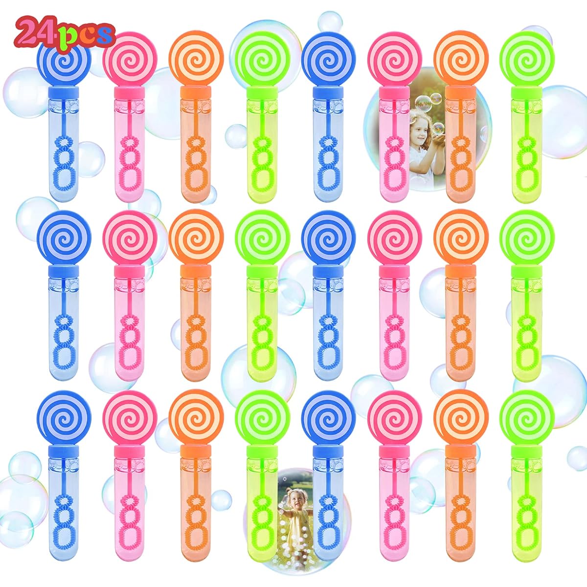 24pcs Bubble Wands 4 Colors Bubble Wands for Kids Mini Bubble Party Favors Wedding Birthday Bubble Sticks Small Bubbles Bulk Summer Gifts for Kids