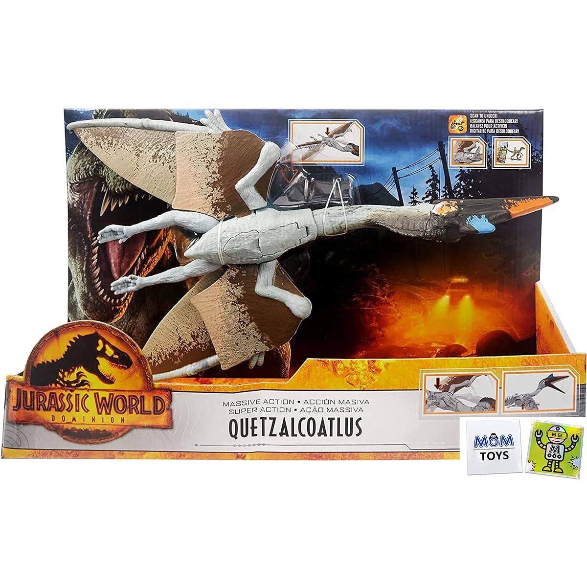 Jurassic World Quetzalcoatlus Dinosaur Action Figure Dinosaur Kids Toy Giant Wings Flapping Action Gift Bundle with 2 My Outlet Mall Stickers