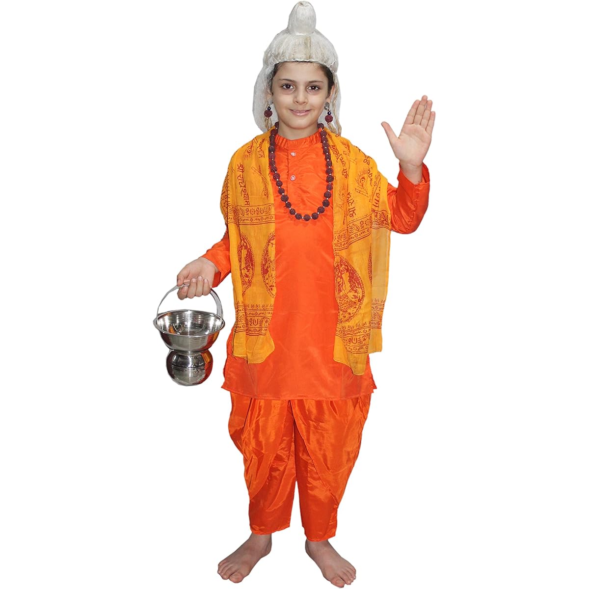 Kaku Fancy Dresses Sadhu Costume of Ramleela/Dussehra/Ram Navami/Mythological Character Costume -Orange, 7-8 Years, for Boys