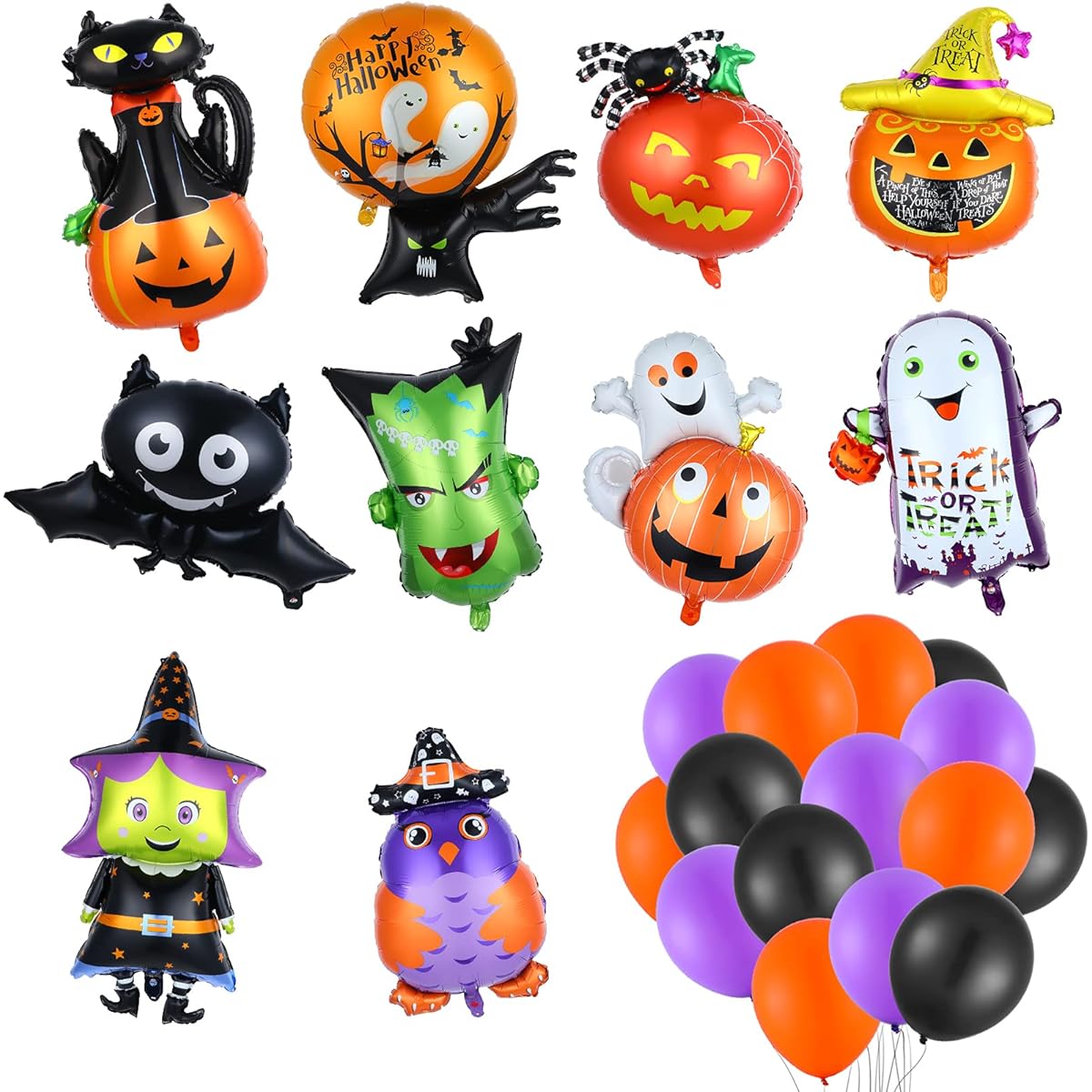 Halloween Foil Latex Balloons, 25pcs Halloween Mylar Balloons Witch Ghost Pumpkin Spider Ghost Giant Foil Balloons Colorful Halloween Party Balloons Halloween Party Decoration Supplies