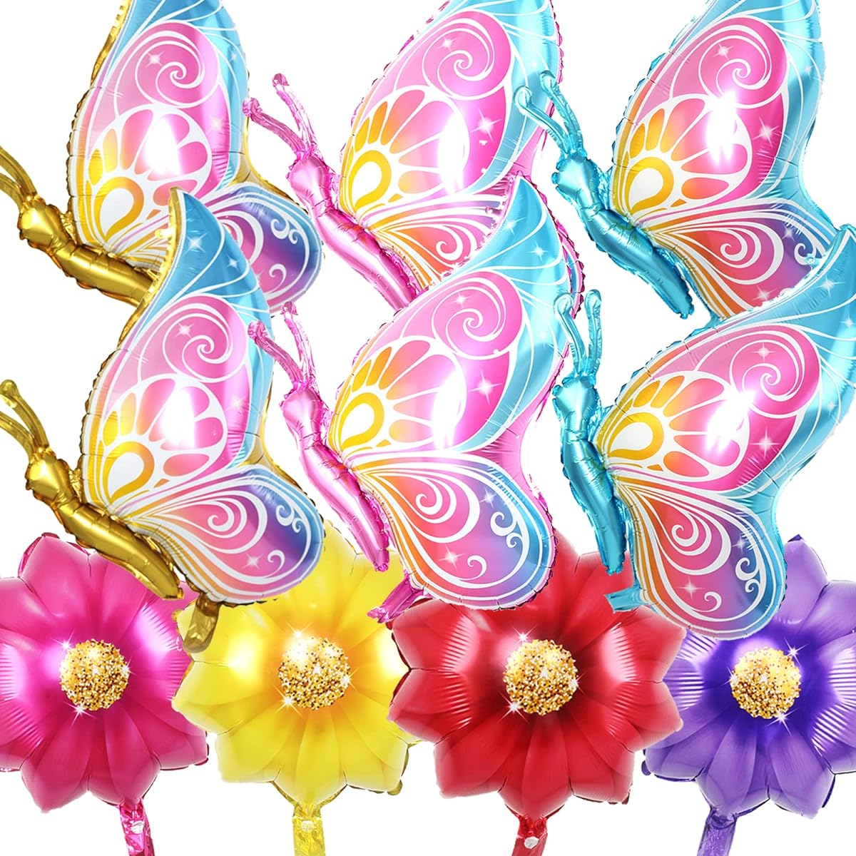 Butterfly balloons (10 pieces, butterflies and flowers)