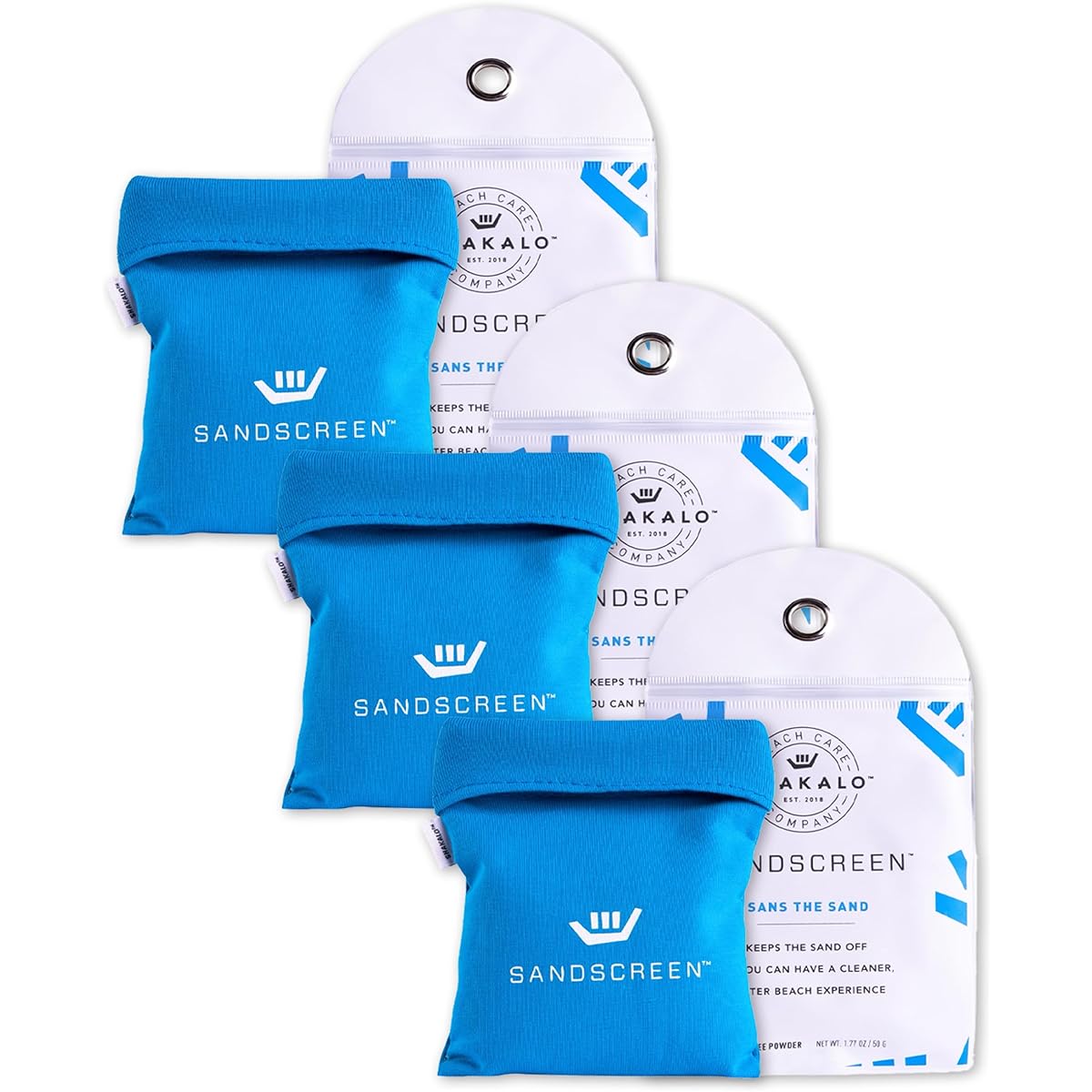 SHAKALO Sand Screen Sand Removal Bags | Talc Free and Reef Friendly | Fresh, Clean, Sand Free (Pack of 3)