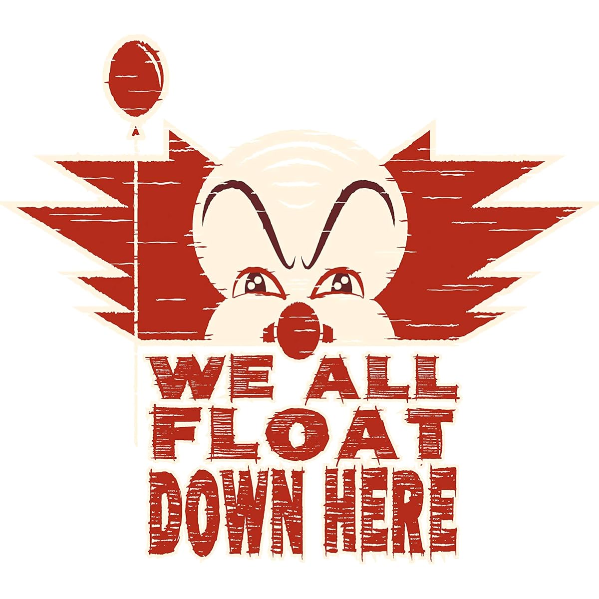 We All Float Down Here Miniseries Parody Die Cut Vinyl Sticker (4" Tall)