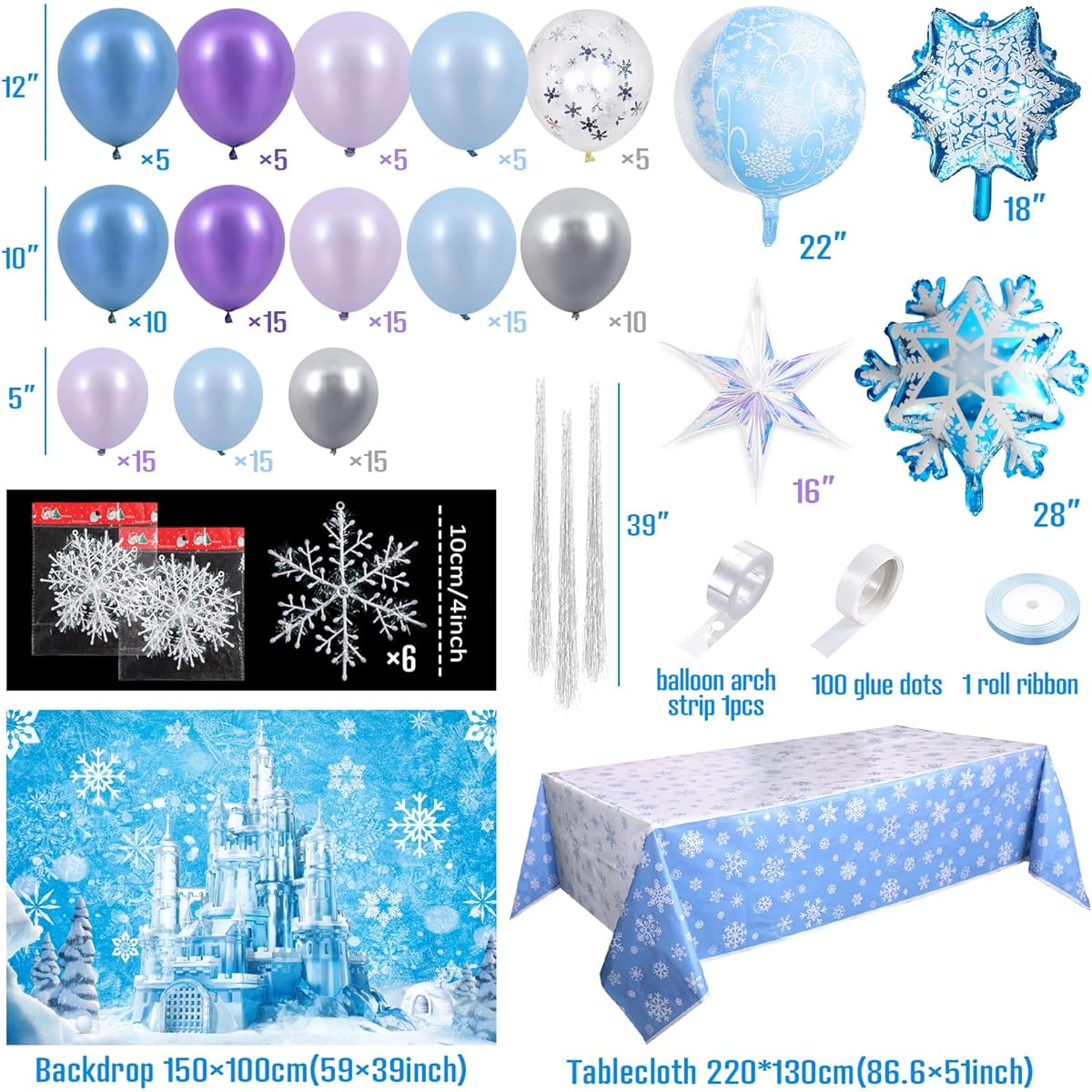 Golray Frozen Balloon Arch Garland Kit
