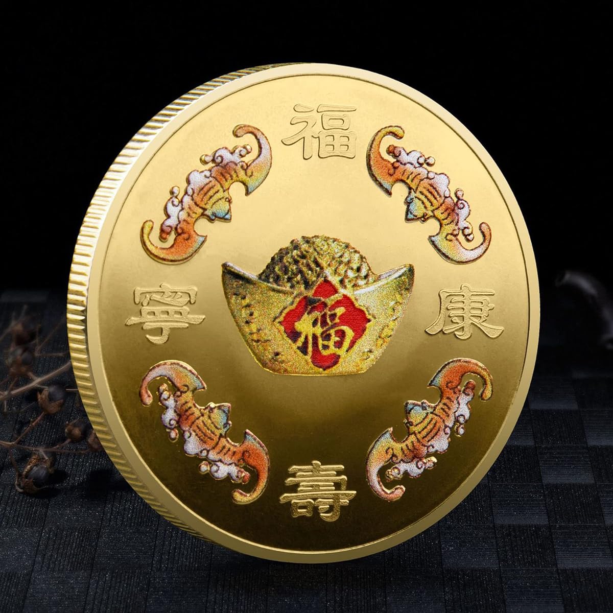 Brings wealth and treasure Health and peace Lucky coins Lucky charms for scratching lottery tickets