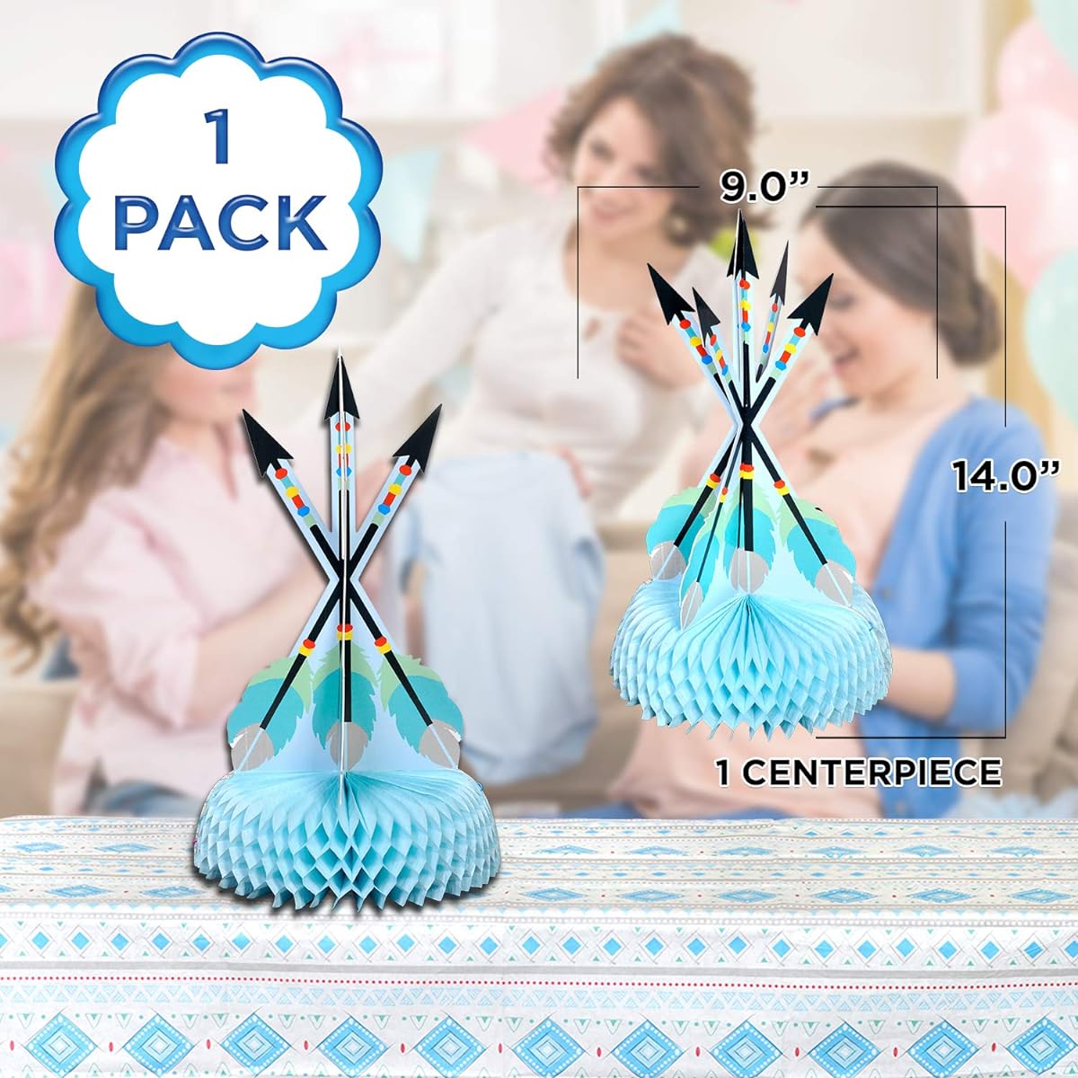 Havercamp Adventure Begins Blue Arrow Table Centerpiece - Happy Birthday, Baby Shower Centerpiece Large 16" Adventure Arrow Birthday, Gender Reveal, Baby Shower & Birthday Party Supplies