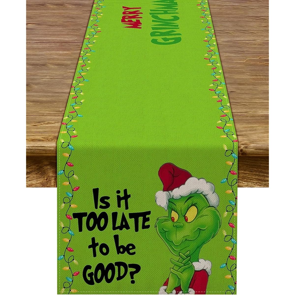 Merry Grinchmas Table Runner Christmas Xmas Buffalo Check Check Winter Holiday Party Fireplace Kitchen Dining Home Decor (13" x 108")