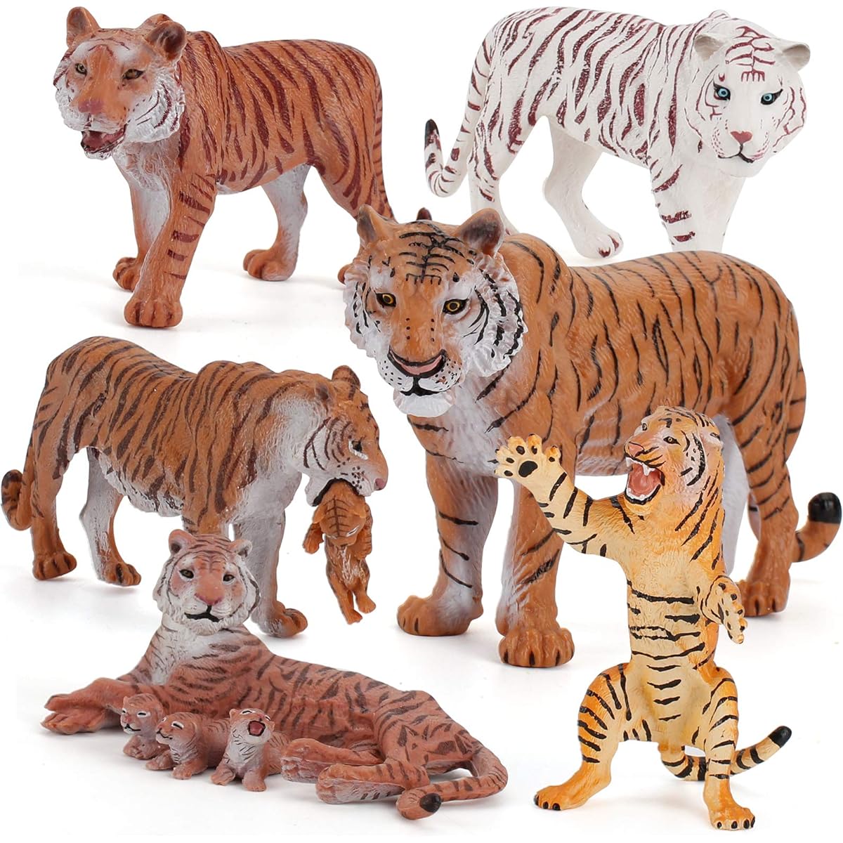 Realistic Wild Animal Figures Tiger Model Figures Party Favors Cake Toppers School Projects Desktop Decoration Cognitive Toys for 5 Years Old 6 Years Old 7 Years Old 8 Years Old Boys Girls Kids Set of 6