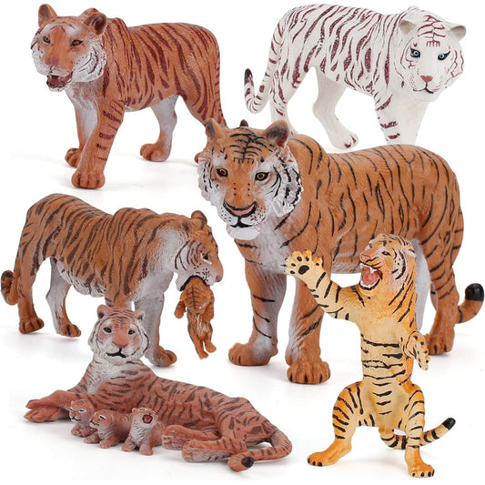 Realistic Wild Animal Figures Tiger Model Figures Party Favors Cake Toppers School Projects Desktop Decoration Cognitive Toys for 5 Years Old 6 Years Old 7 Years Old 8 Years Old Boys Girls Kids Set of 6