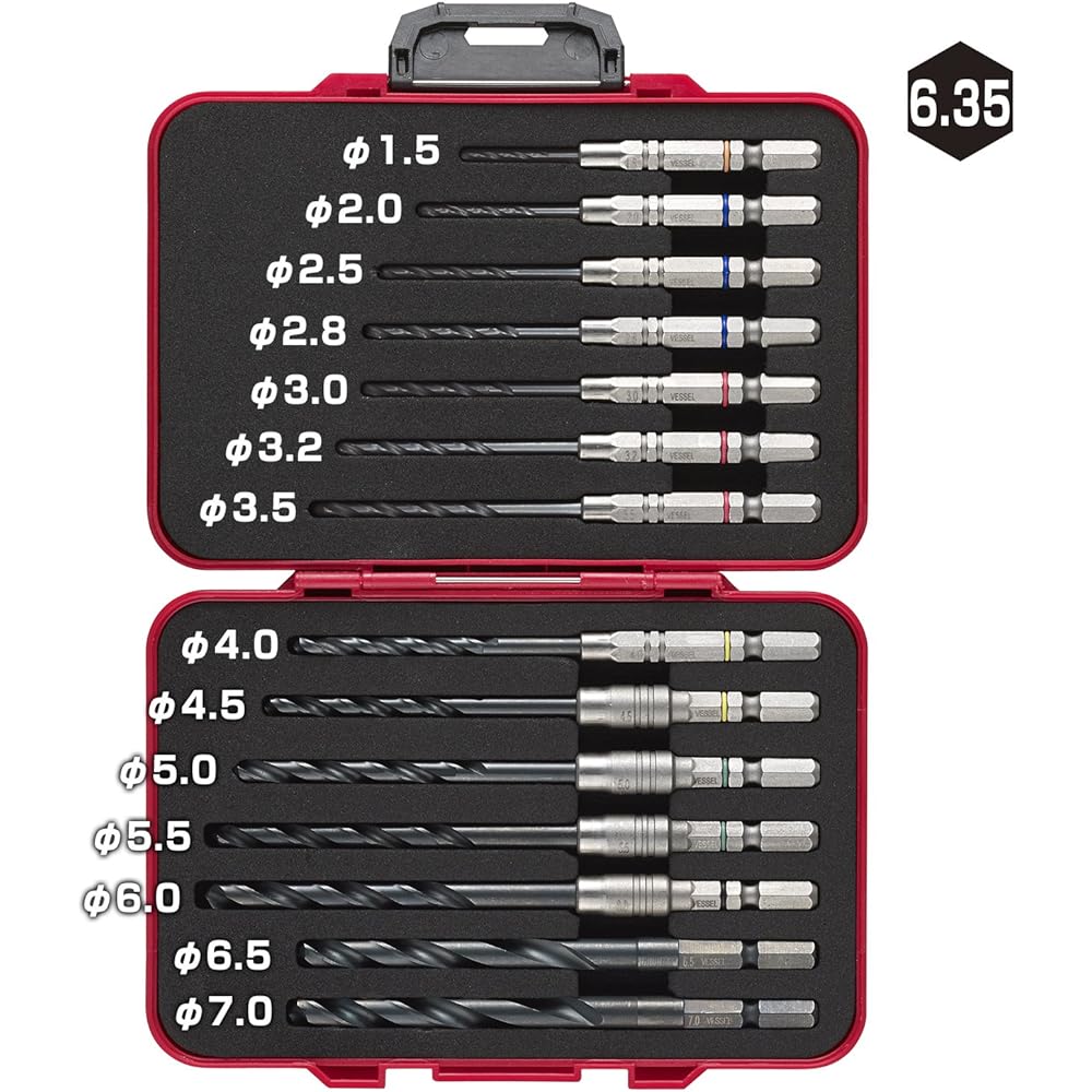 VESSEL AMD14S Ironwork Drill Set, Set of 14, Special Box