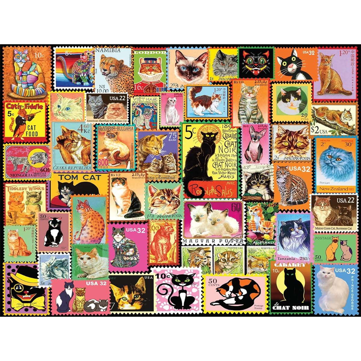 Buffalo Games - Cat on a Stamp - 750 Piece Jigsaw Puzzle for Adults, Challenging Puzzle, Perfect for Game Night - Finished Size 24.00 x 18.00