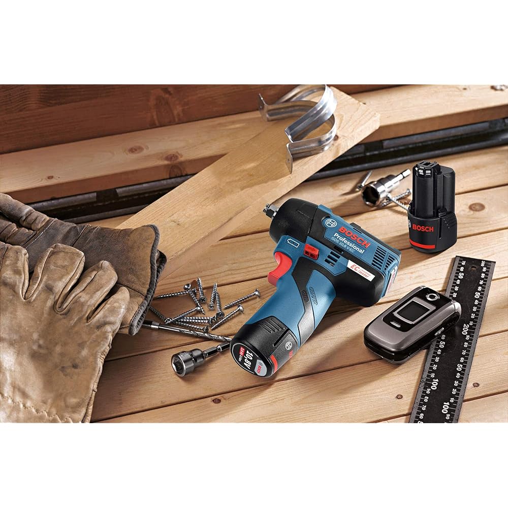 Bosch Professional 10.8V Cordless Impact Wrench (2.0Ah batteries, charger, carrying case included) GDS10.8V-EC Bolt/Nut tightening/removal/tire replacement