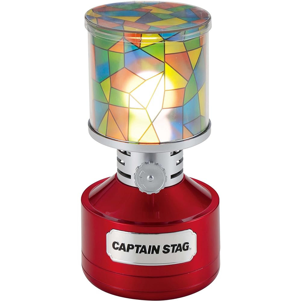 CAPTAIN STAG Camping Lantern Light Twin Light LED Lantern with Stained Glass Style Sheet