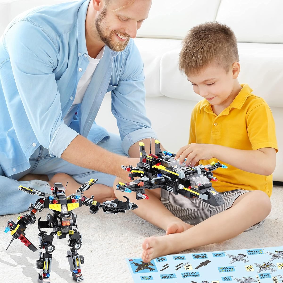 City Police Station Building Blocks Set, Urban SWAT Mobile Command Center Truck Building Toy 9 Models with Robot Police Patrol Boat and Helicopter for Ages 6+ Boys and Girls 1006 Pieces