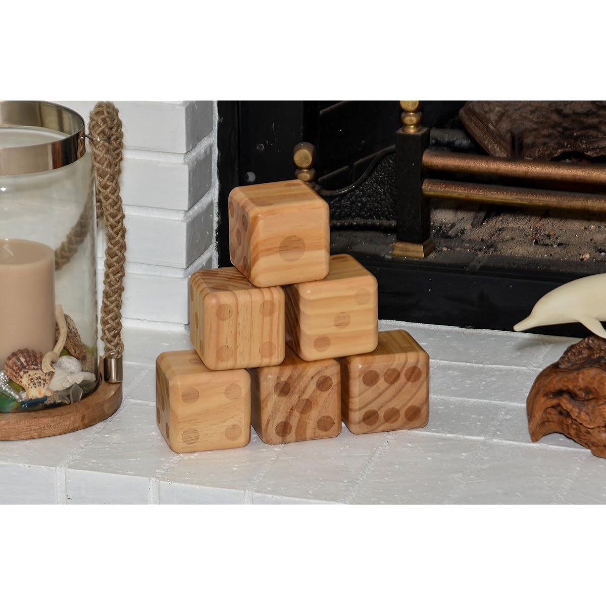 Trademark Innovations Large Wooden Garden Dice with Carry Bag, 3.5 Inch