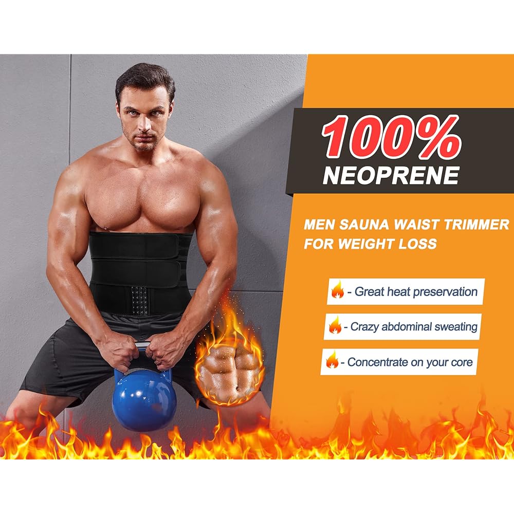 [Sawaiko] Waist Shaper Belt, Fit, Muscle Training Corset, Waist Trimmer Belt, Sweating, Breathable, Abdominal Muscle Training, Sports, Compression, Waist Corset, Back Muscle Correction, Double Pressure Type, For Work, Work, Exercise, Men's