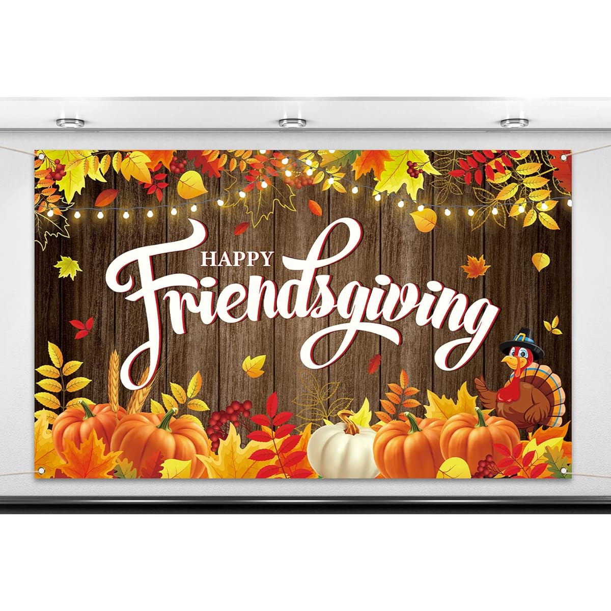Nepnuser Happy Friendsgiving Photo Booth Background Pumpkin Harvest Fall Thanksgiving Friends Party Wall Decor 5.9x3.6ft
