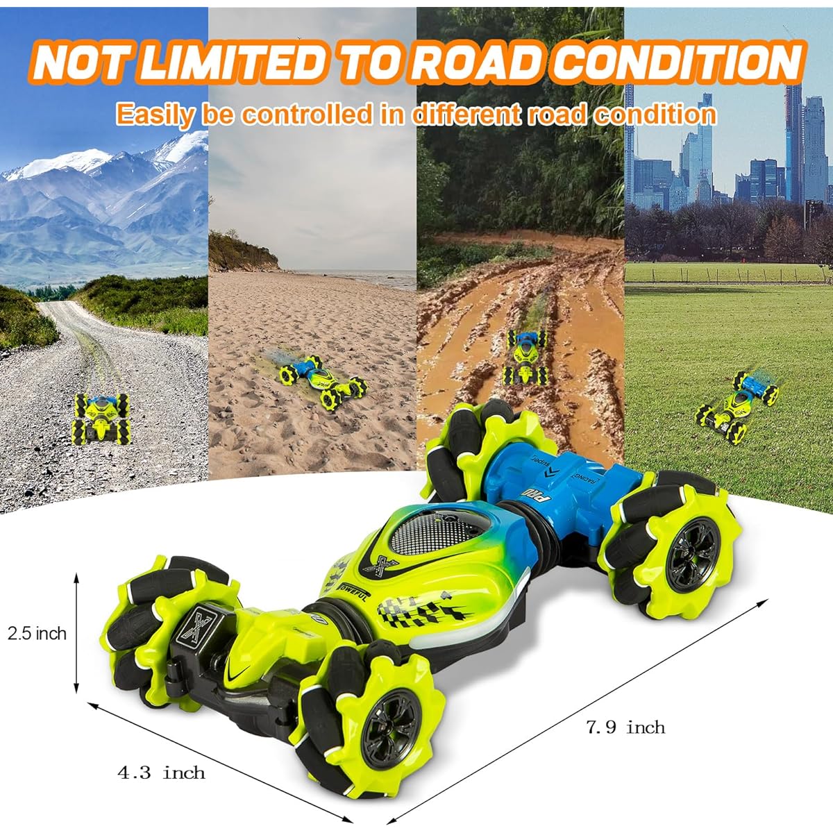 KIEAHCEY Remote Control Car Gesture Sensing Hand Control Stunt Car 4WD Drift Twist Off-Road Pursuit Vehicle with Light Music Truck Kids Toy Gift, Perfect for Boys and Girls