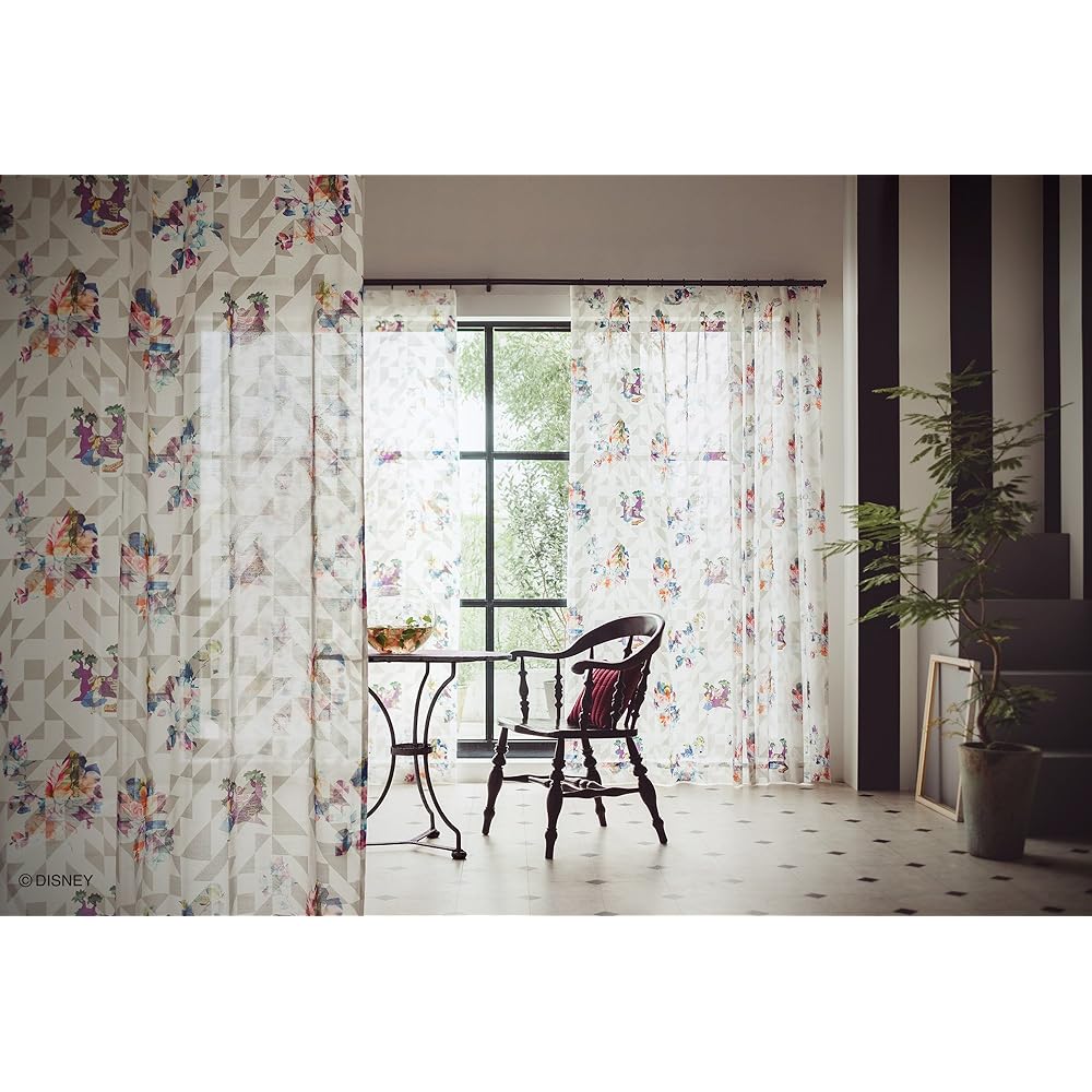 Disney Lace Curtain Alice Digital Flower 100 x 176cm White 1 Piece M1146