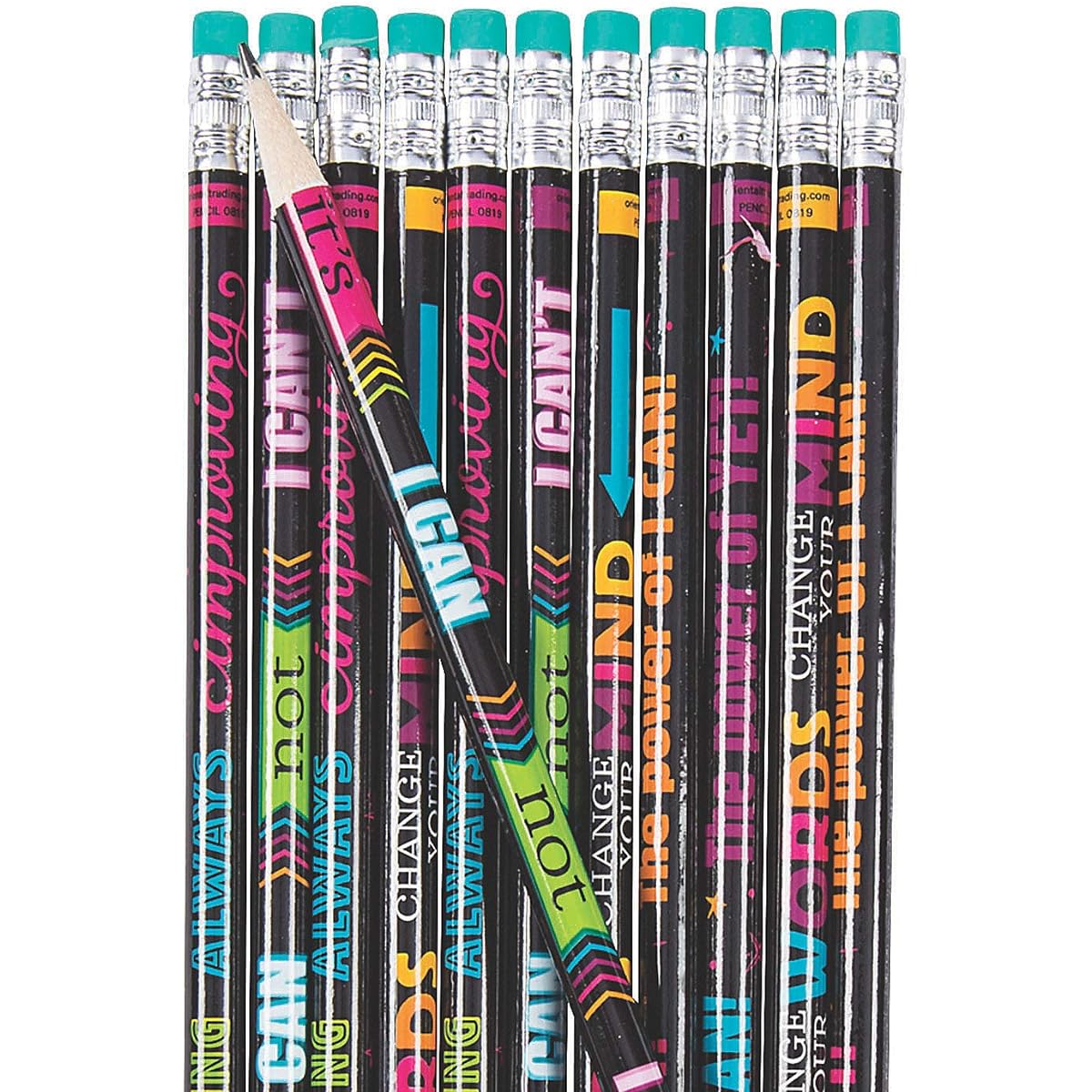 Fun Express Growth Mindset Assorted Pencils - 24 Pieces - Educational and Learning Activities for Kids