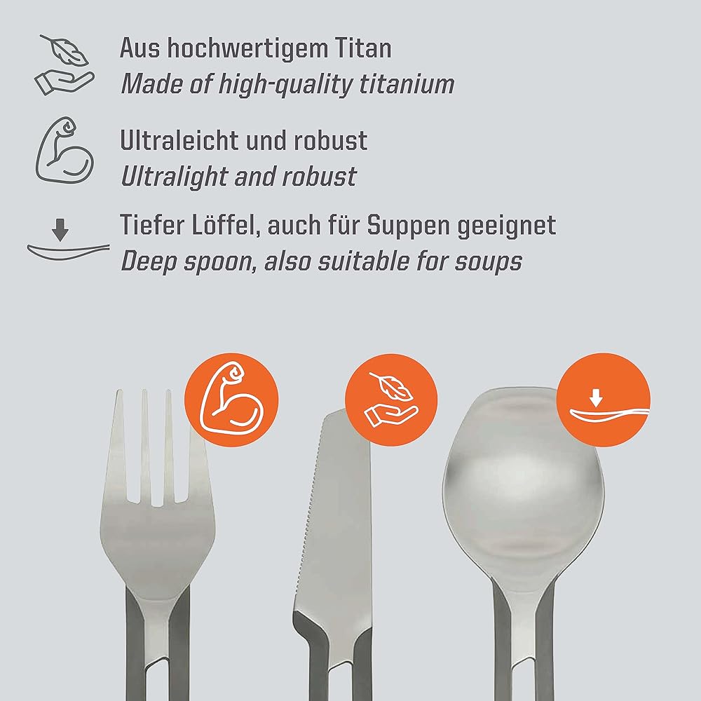 Esbit Outdoor Camping Titanium Cutlery Set (Spoon Knife Fork) ESTC4TI000