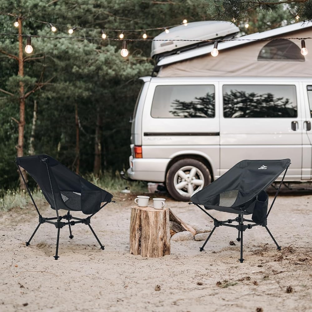 Socpuro Outdoor Chair Camping Chair Compact Lightweight Square Type Comfortable Outdoor Chair Portable Fishing Climbing Chair Small Ventilation Stable Camping Chair Portable (Black)
