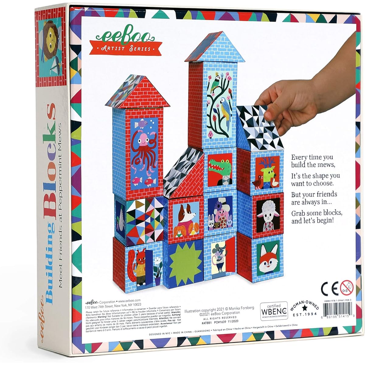 eeBoo: Artist Series Building Blocks for Toddlers - Promotes Hand-Eye Coordination, Teaches Fine Motor Skills and Cause and Effect - Ages 3+