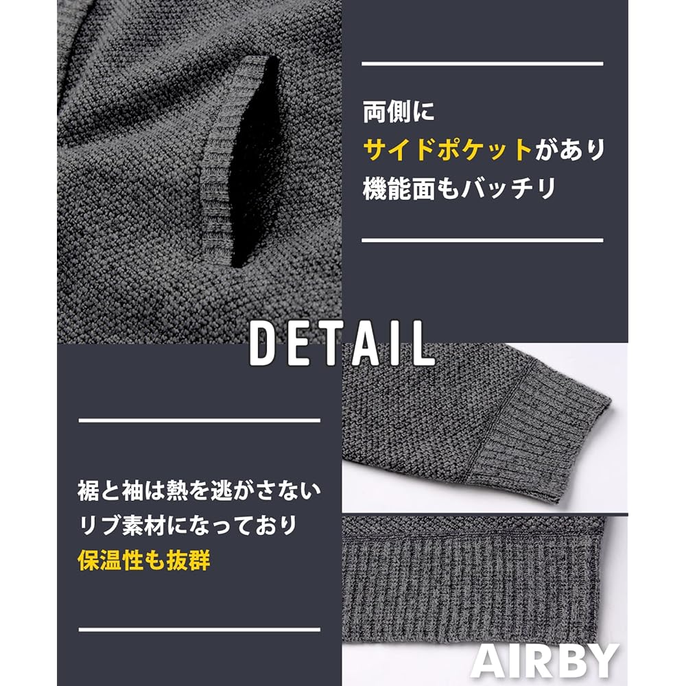 [Airby] Brushed lining stand neck full zip blouson outerwear casual cold protection autumn winter men's
