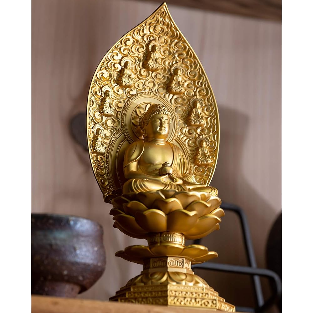 Buddha statue Yakushi Nyorai seated statue 18cm (gold plated/24K gold) Buddhist sculptor: Hideun Makita Original model _ "Tendai sect, Shingon sect, Rinzai sect" Takaoka bronze ware (Yakushi Nyorai za)