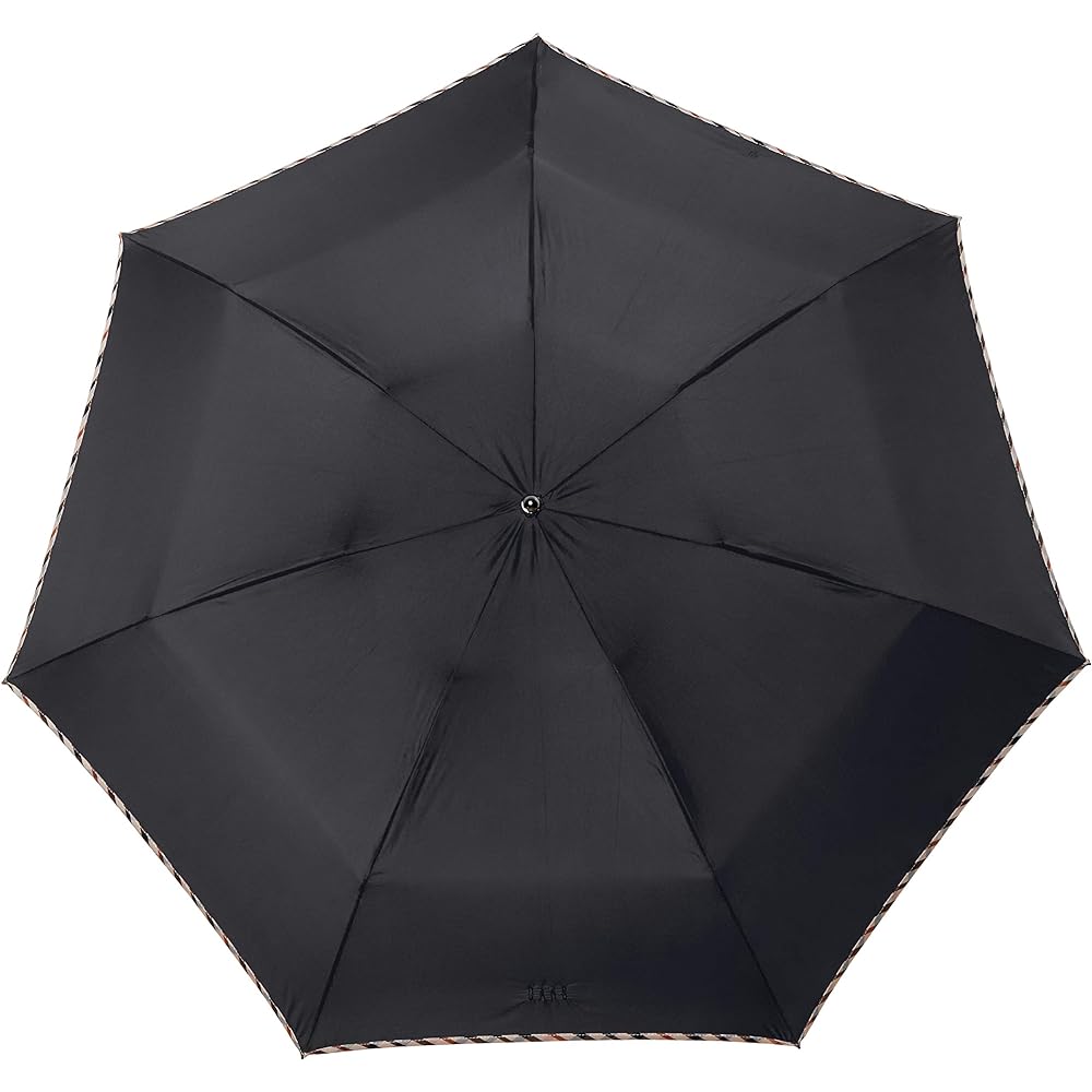 [Moonbat] DAKS Folding Umbrella, Umbrella, Plain, House Check, Logo Simple, Stylish, Men's, Gentleman's Umbrella [Made in Japan, Lightweight, Carbon Ribs] Black 21-125-10416-05 Black Rib Size: 60cm