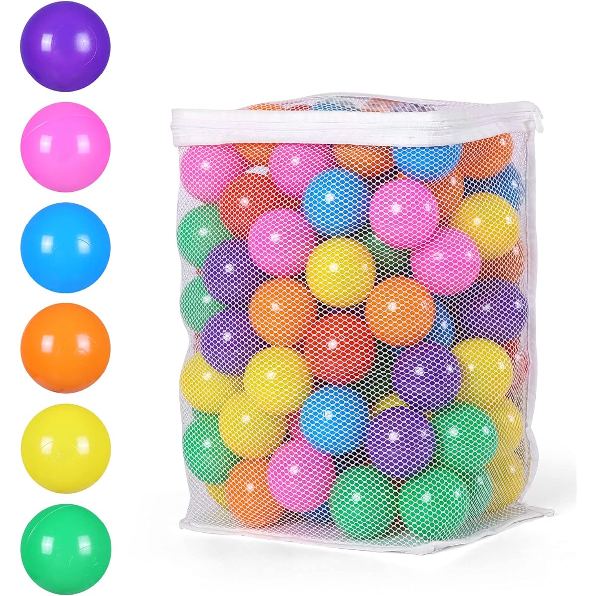 BABESCHOICE Ball Pool Balls Reusable 100 Baby Balls Ball Pit Ball BPA Free Phthalate Free Crash Proof Plastic Balls for Ball Pool 7 Colors Multicolor