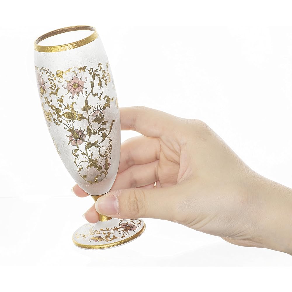 Adelia Sake Cup Sake Glass El Dorado Arabesque Gold Pair Set 125ml [ARABESQUE/Sake Glass] Made in Japan Present in Cosmetic Box Birthday Gift Present S-6101