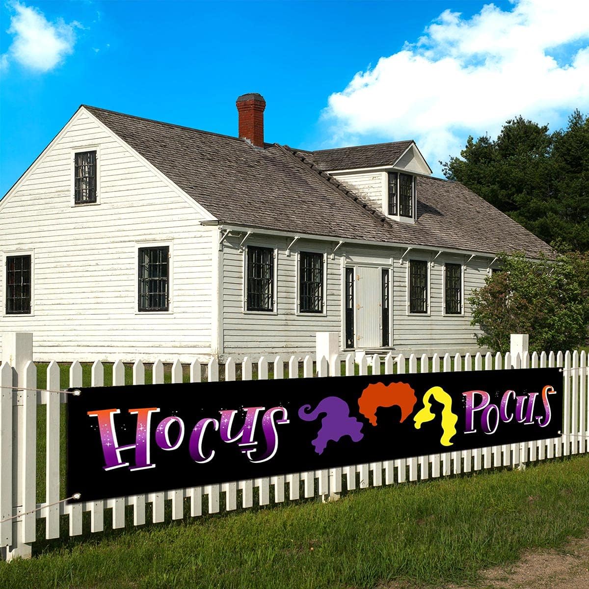 Rainlemon Hocus Pocus Fence Banner Halloween Witch Outdoor Parade Yard Sign Decoration
