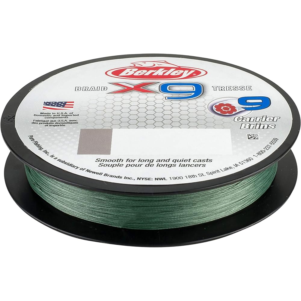 (330yd/ 6.8kg, Low-Vis Green) - Berkley X9 Lo-Vis Green Braided Fishing Line