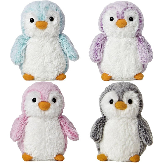 Aurora World Pom Pom Penguins Bright Pink Blue Purple Grey 6" Set of 4