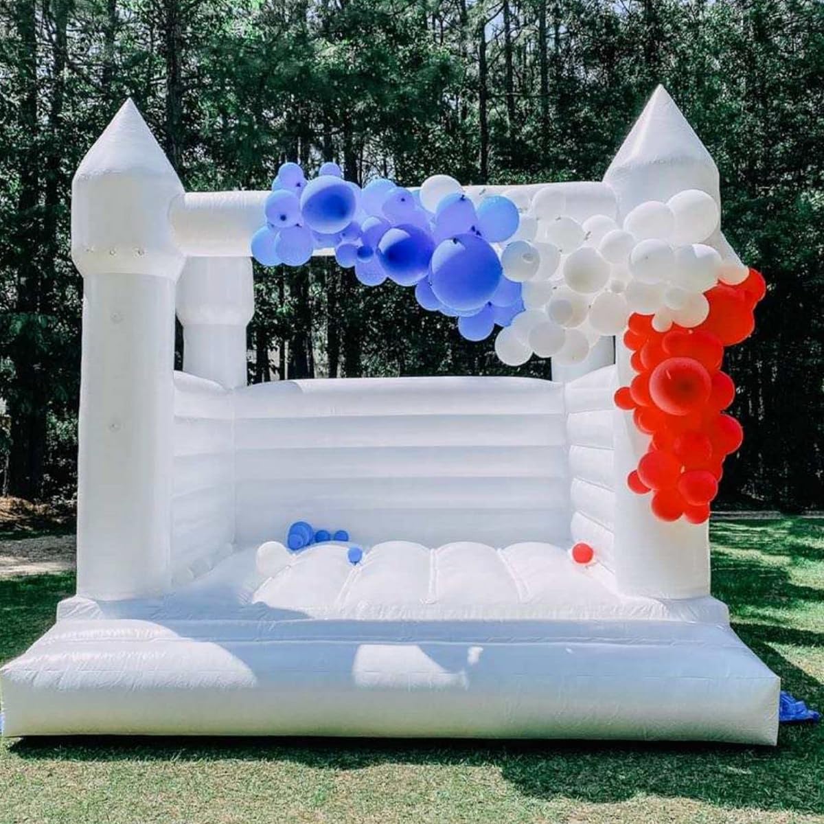 Milazul PVC Material Inflatable White Bouncer Wedding Bounce House Professional Jump Bouncy Castle Bouncer for Wedding Party with Blower Carry Bag and Repair Kit (10ft*10ft*8ft(3*3*2.5m))