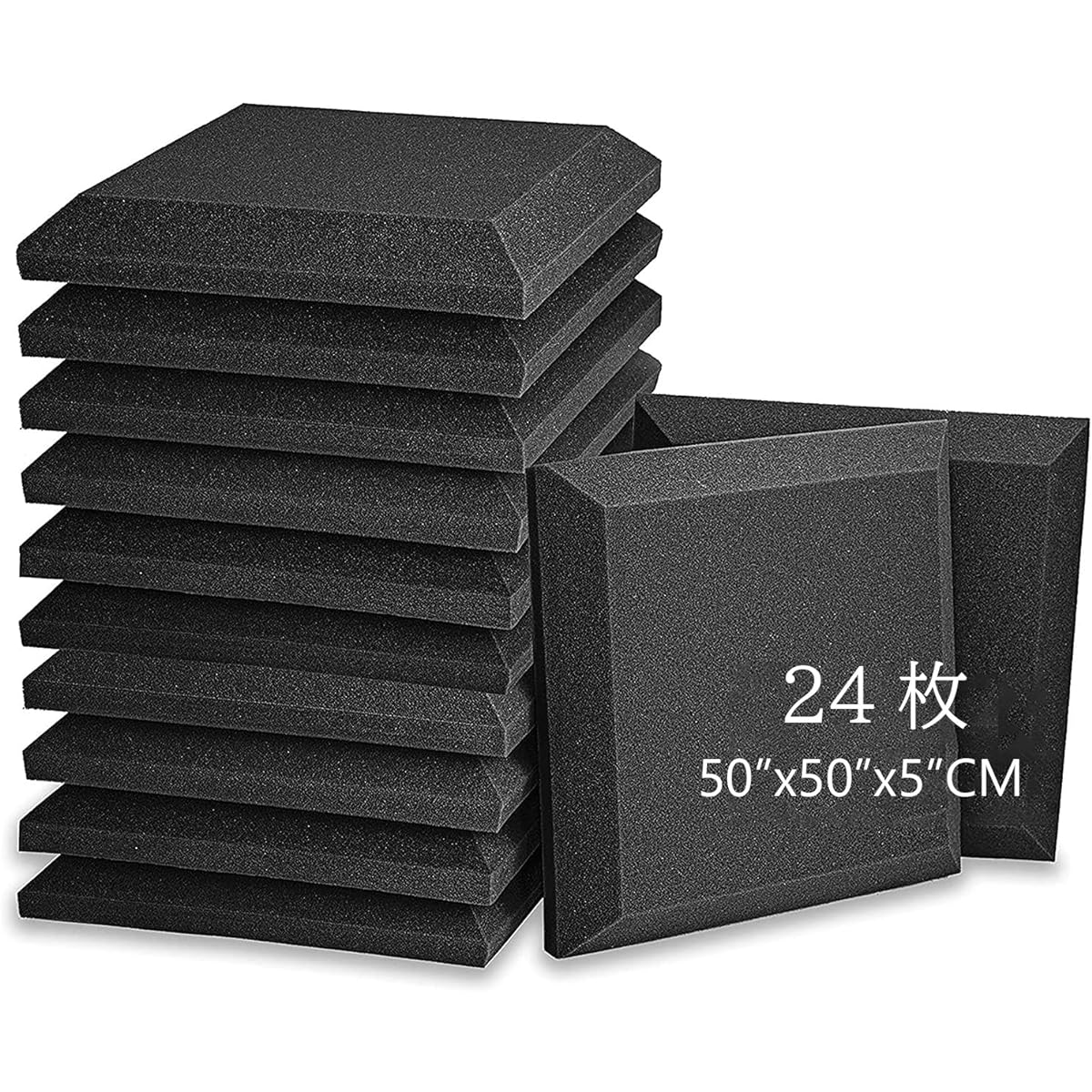 ofing sheet, noise reduction, hard sound-absorbing felt board, urethane foam, flame retardant, moisture-proof, piano room, musical instrument practice room, recording room, office, interior decoration, strong double-sided tape included (black, 24 sheets)