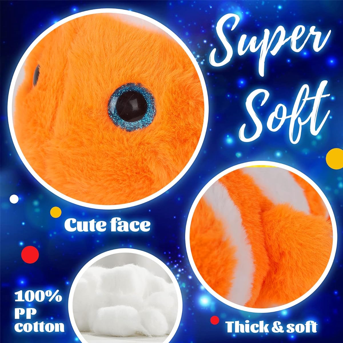 Glow Guards 12" LED Orange Fish Ocean Life Light Up Plush Soft Pillow with Night Light, Birthday Gift for Toddlers and Kids