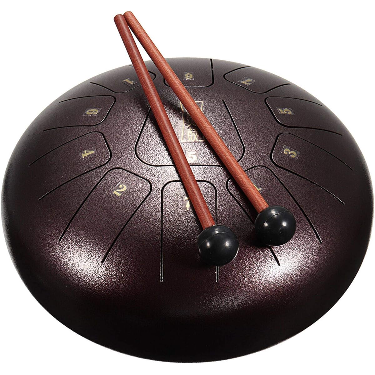 15 Notes Hand Drum Percussion Instrument 10 Inch Steel Tongue Drum D Major 11 Notes Hand Tank Drum Bag with Mallets Metal Drum Steel Tongue Drum 10 Inch 8 Scale Music Enlightenment Instrument Yoga Meditation (Black) (Size: 25x25x15cm; Color: Deep Brown)