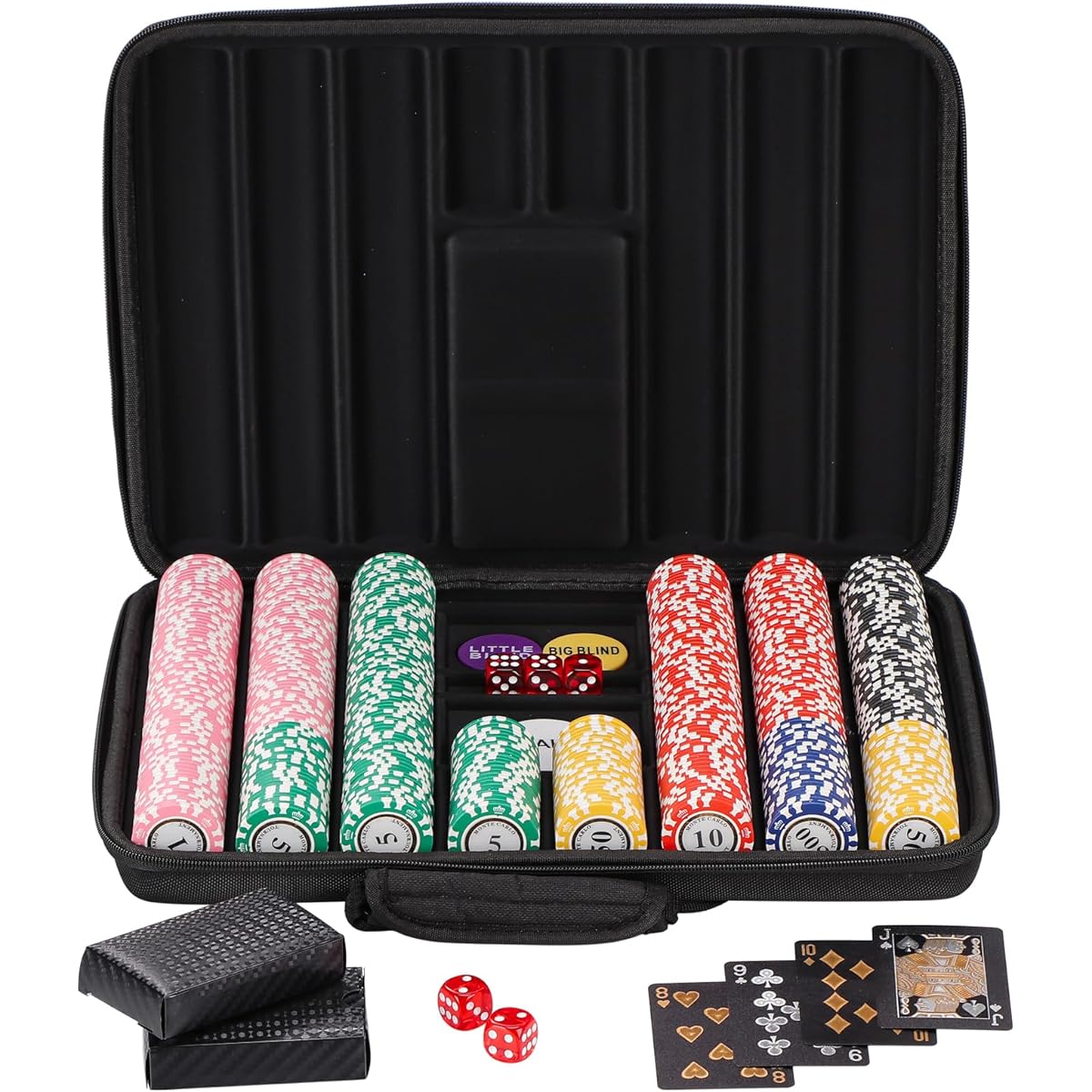 LUOBAO Poker Chip Set for Texas Hold'em Blackjack High Strength Oxford Cloth Handbag